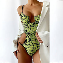 Load image into Gallery viewer, Green Snake Print Swimsuit
