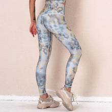Load image into Gallery viewer, Izzy Marble Leggings - Light Blue/ Gold
