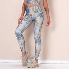 Load image into Gallery viewer, Izzy Marble Leggings - Light Blue/ Gold
